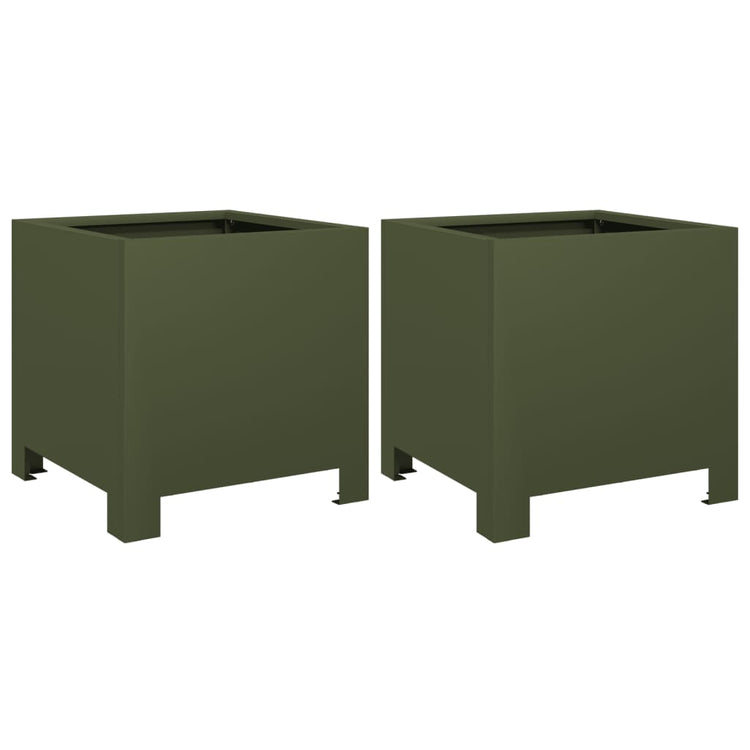 Vidaxl Planters 2 ST 30x30x30 cm en acier vert olive