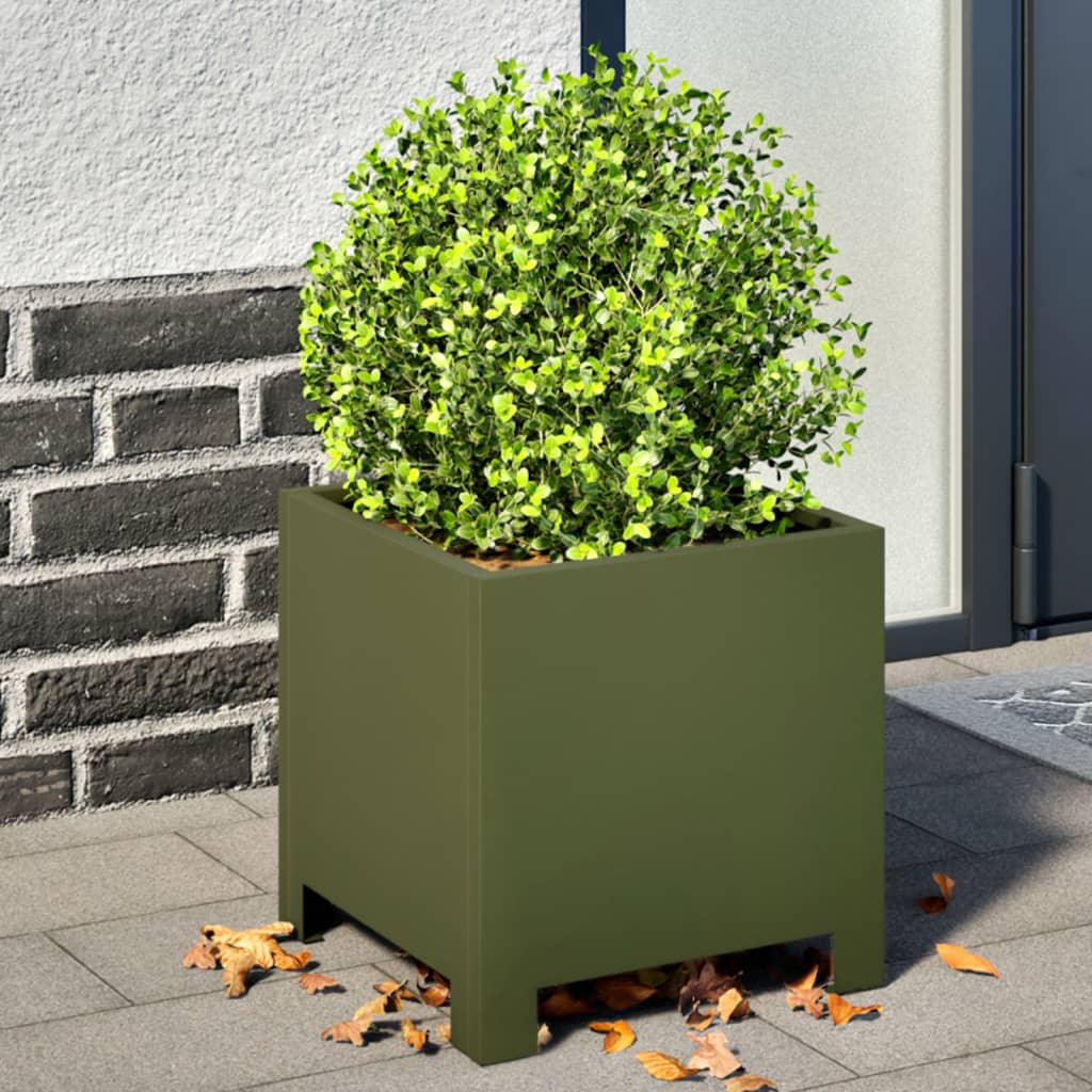 Vidaxl Planters 2 ST 30x30x30 cm en acier vert olive