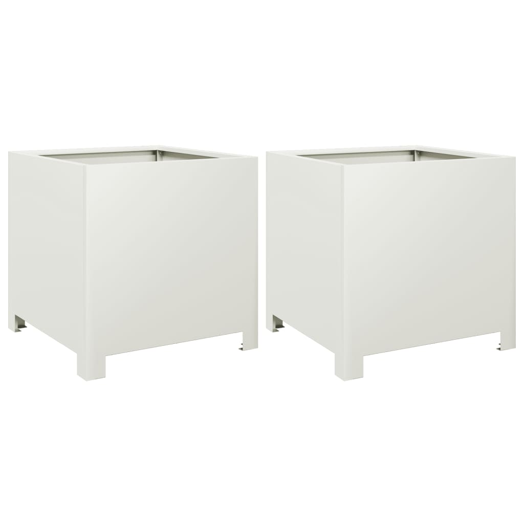Jardinières vidaxl 2 ST 40x40x40 cm en acier blanc
