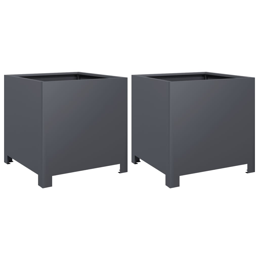 Vidaxl Planters 2 ST 40x40x40 cm Anthracite en acier -colore