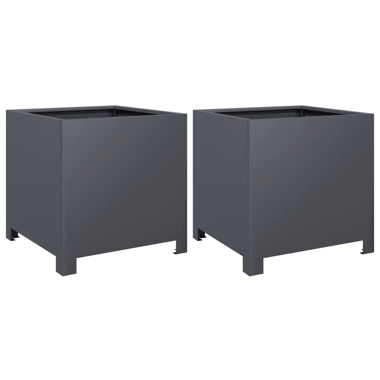 Vidaxl Planters 2 ST 40x40x40 cm Anthracite en acier -colore