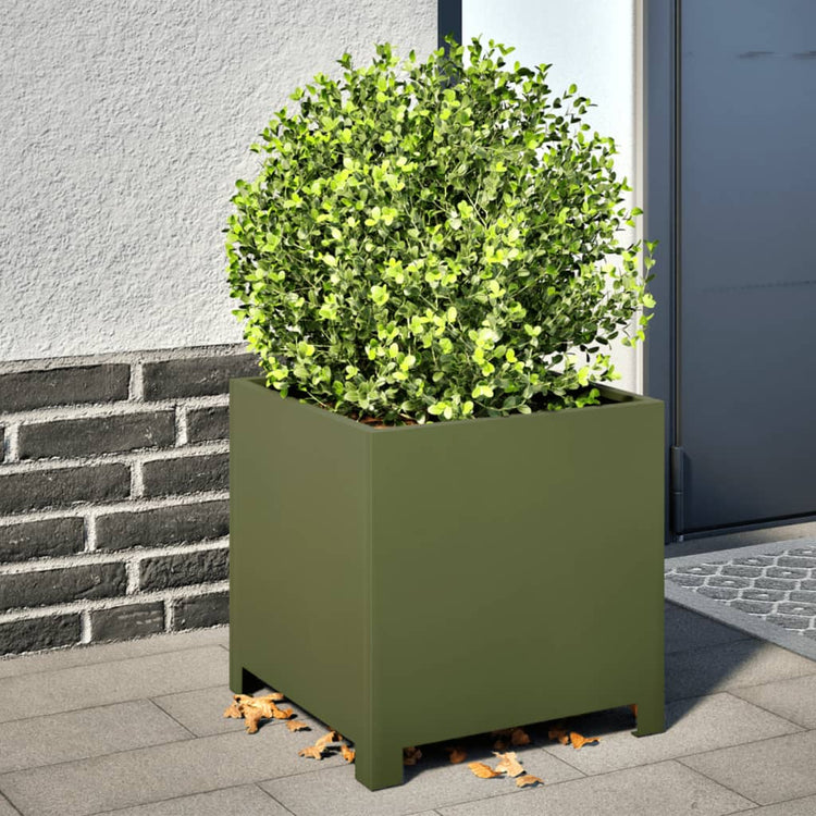 Boîte de planification Vidaxl 40x40x40 cm en acier vert olive