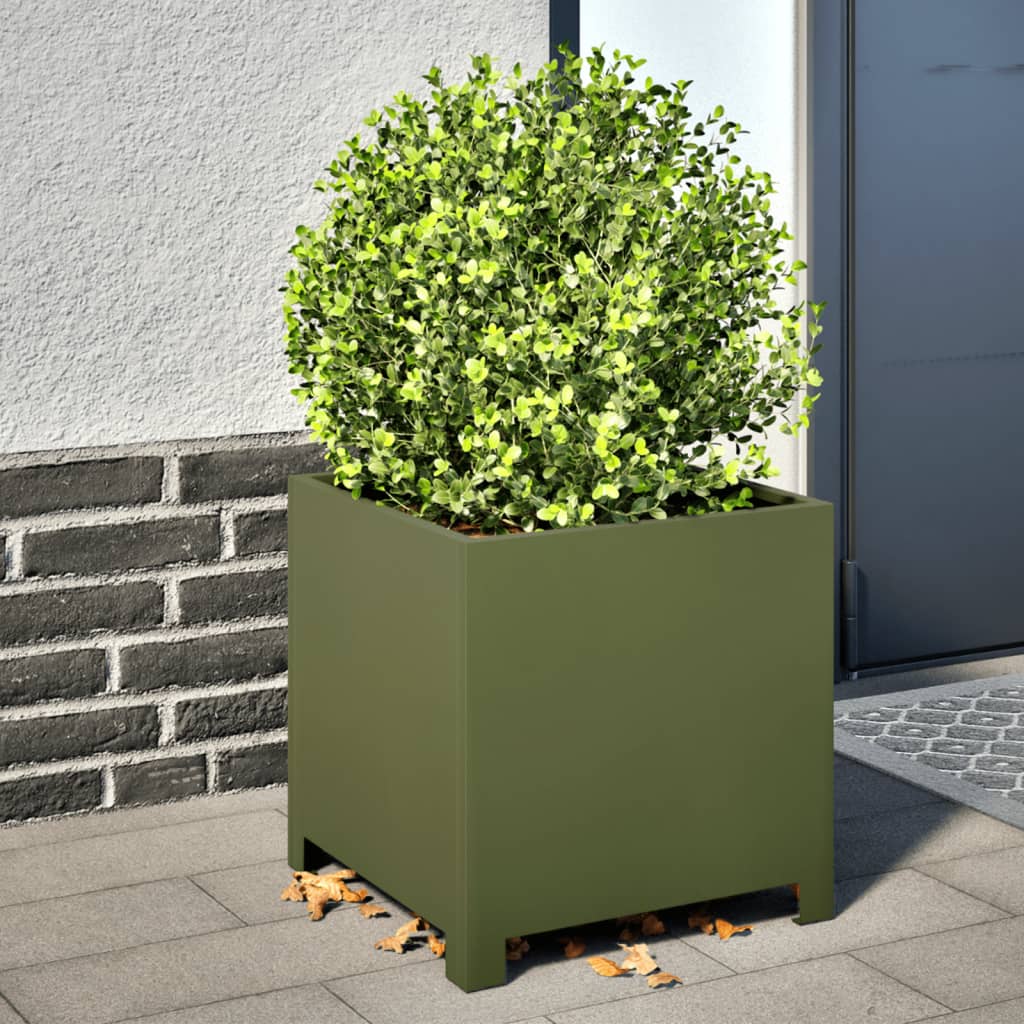Vidaxl Planters 2 ST 40x40x40 cm en acier vert olive