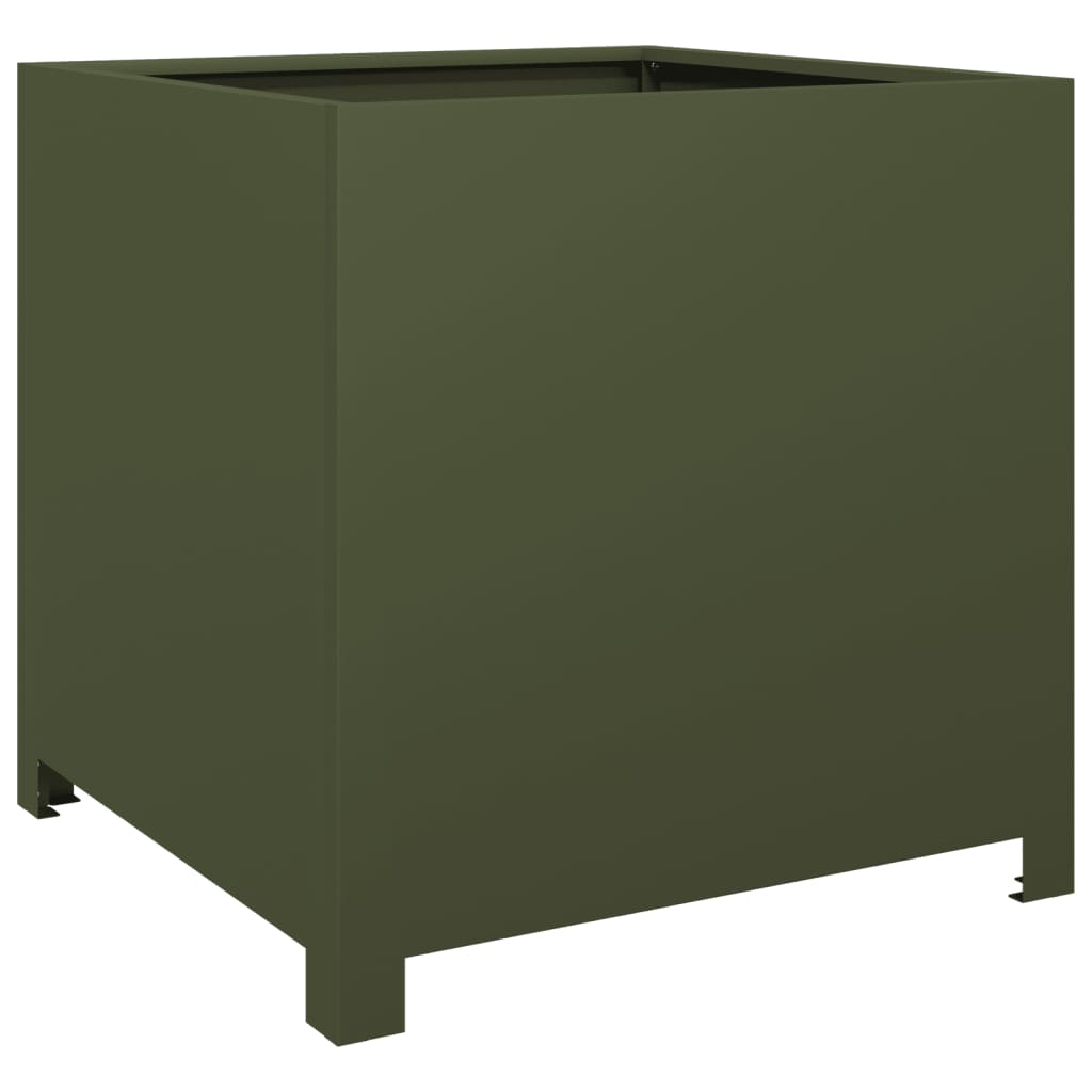 Boîte de planification Vidaxl 50x50x50 cm Green d'olive en acier