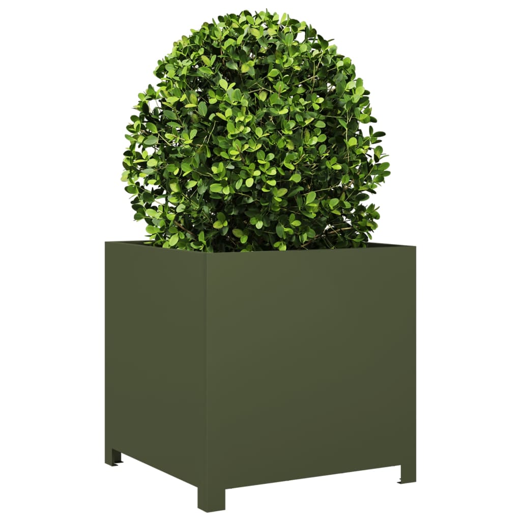Boîte de planification Vidaxl 50x50x50 cm Green d'olive en acier