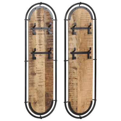 Vidaxl Wall Hood Stells 2 ST avec 4 crochets solide rugueux Mangowood
