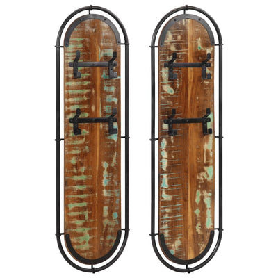 Vidaxl Wall Hood Stells 2 ST avec 4 crochets en bois recyclé solide