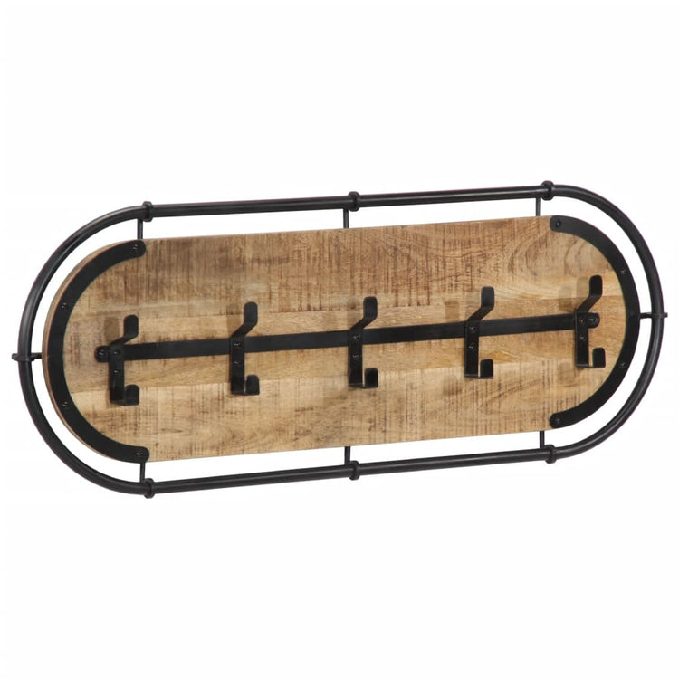 Rack de manteau mural vidaxl avec 5 crochets massif mangowood