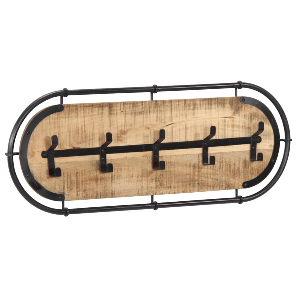 Rack de manteau mural vidaxl avec 5 crochets massif mangowood
