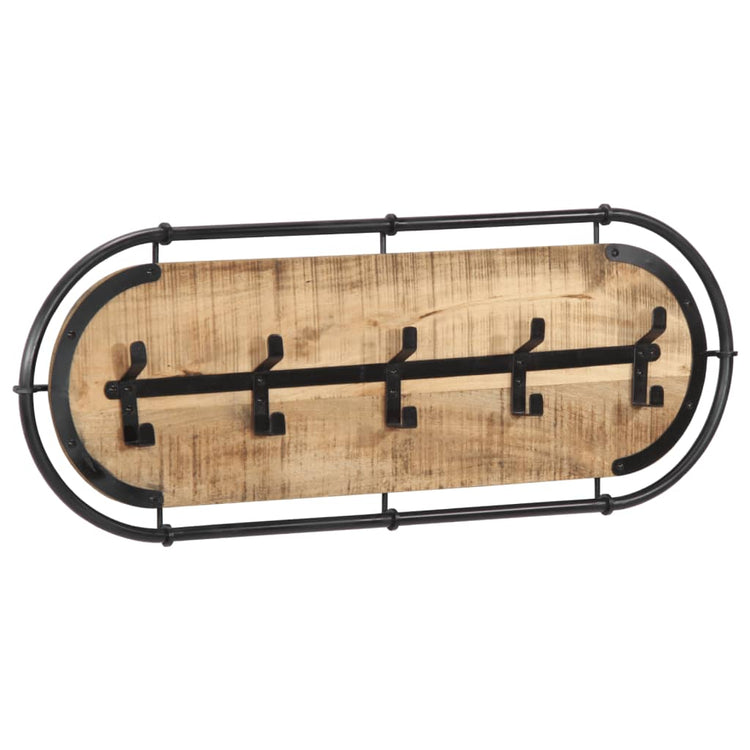 Rack de manteau mural vidaxl avec 5 crochets massif mangowood