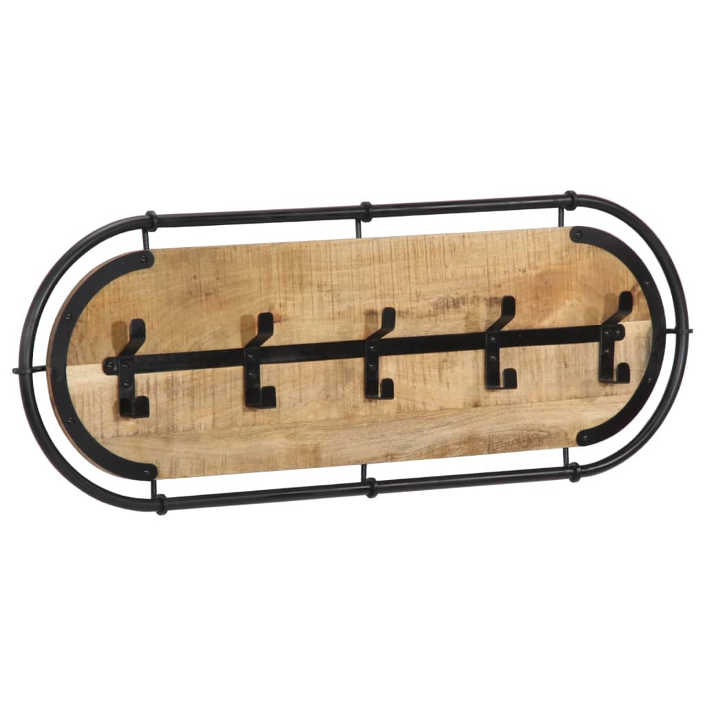 Rack de manteau mural vidaxl avec 5 crochets massif mangowood