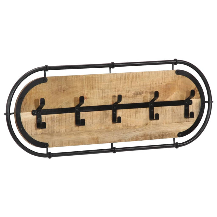 Rack de manteau mural vidaxl avec 5 crochets massif mangowood