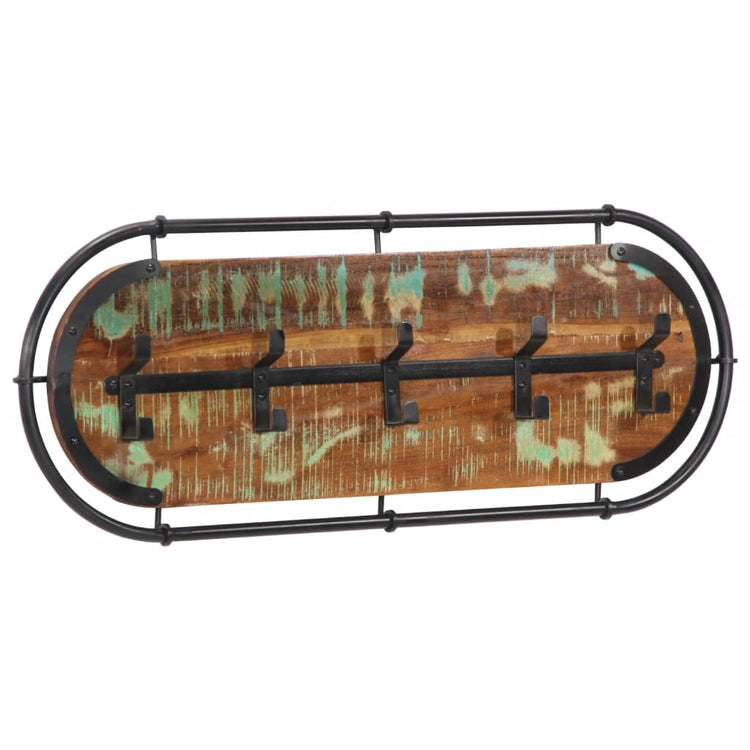 Rack de manteau mural vidaxl avec 5 crochets en bois recyclé solide
