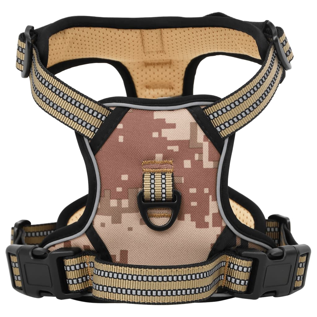 Vidaxl harnais de chiens bandes réfléchissantes réglables m camouflage marron