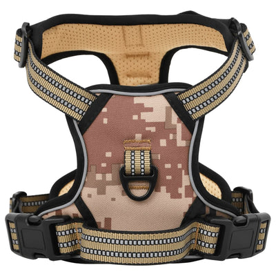 Vidaxl harnais de chiens bandes réfléchissantes réglables m camouflage marron