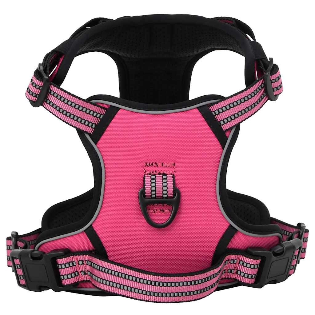 Harnais de chien vidaxl avec rayures réfléchissantes réglables l rose