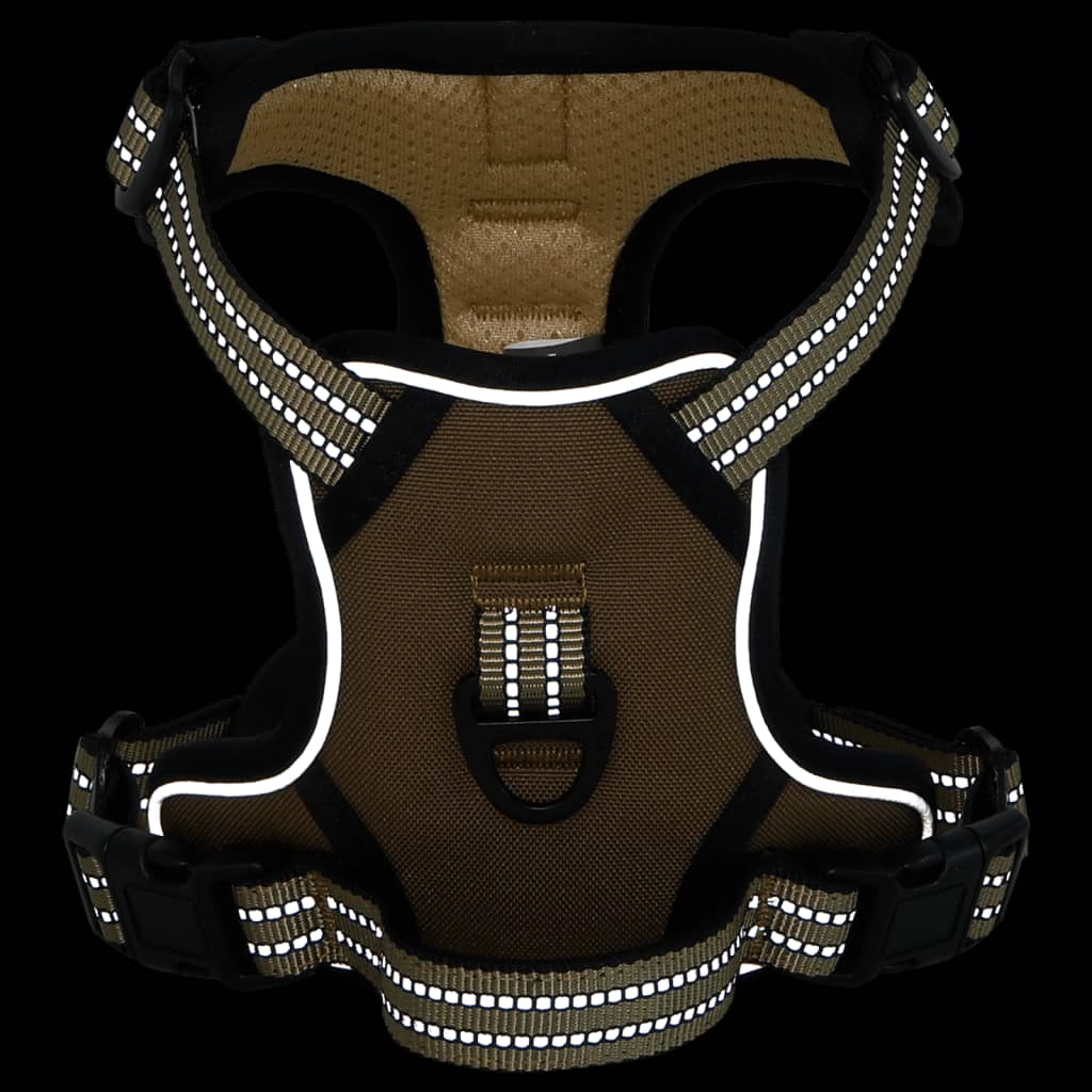 Harnais de chien vidaxl avec rayures réfléchissantes réglables xl marron