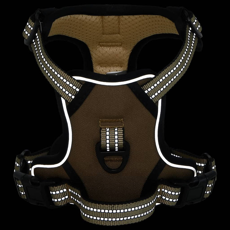 Harnais de chien vidaxl avec rayures réfléchissantes réglables xl marron