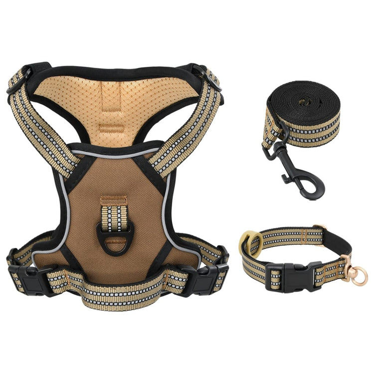 Harnais de chien vidaxl avec courroie et collier ajusté S marron