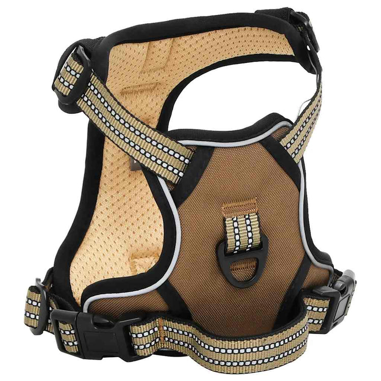 Harnais de chien vidaxl avec ceinture et collier réglable xl brun