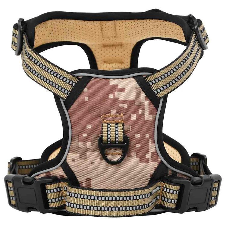Vidaxl Dog Harness Belt and Collar Adjustable XL Camouflage Brown