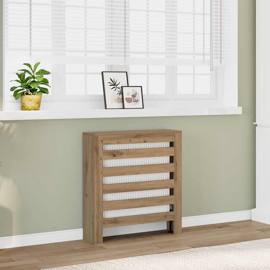 Caisson de radiateur Vidaxx 78x20x82 cm en bois ouvragé, coloris chêne artisanal