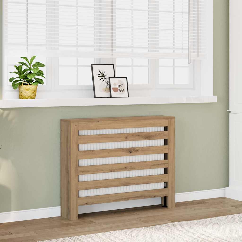 Caisson de radiateur Vidaxx 104x20x82 cm en bois ouvragé, coloris chêne artisanal