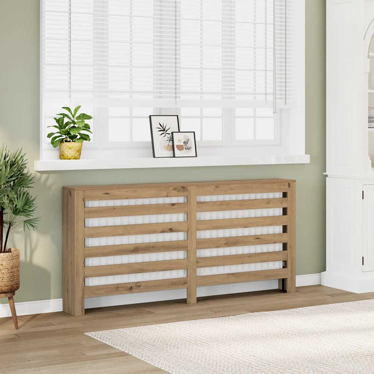 Caisson de radiateur Vidaxx 149x20x82 cm en bois ouvragé, coloris chêne artisanal