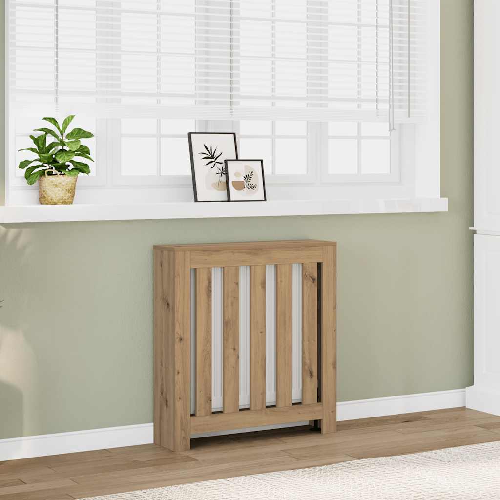 Caisson de radiateur Vidaxx 78x20x82 cm en bois ouvragé, coloris chêne artisanal