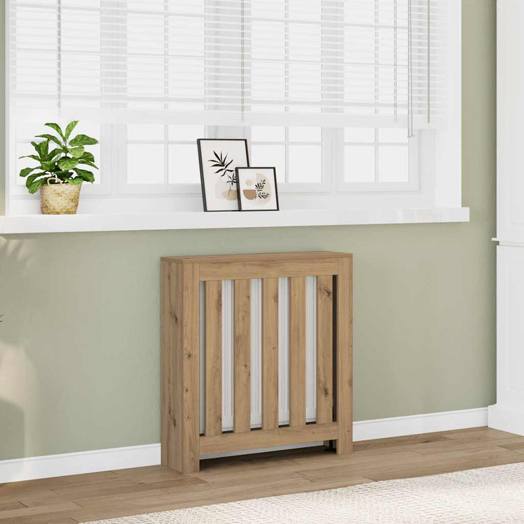 Caisson de radiateur Vidaxx 78x20x82 cm en bois ouvragé, coloris chêne artisanal