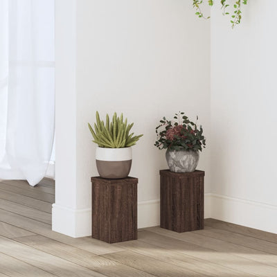 Normes de plante vidaxl 2 ST 10x10x18 cm chêne brun en bois transformé