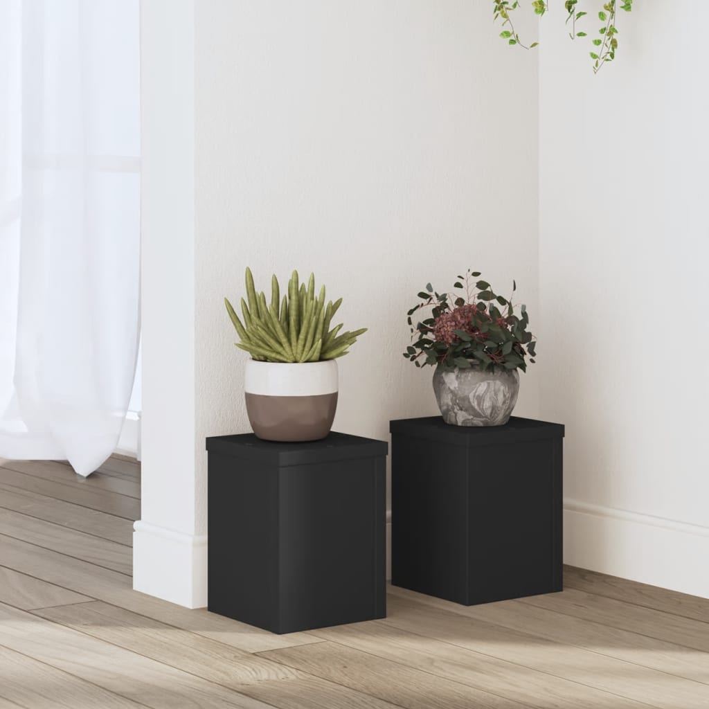 Normes de plante vidaxl 2 ST 15x15x20 cm Bois transformé en noir