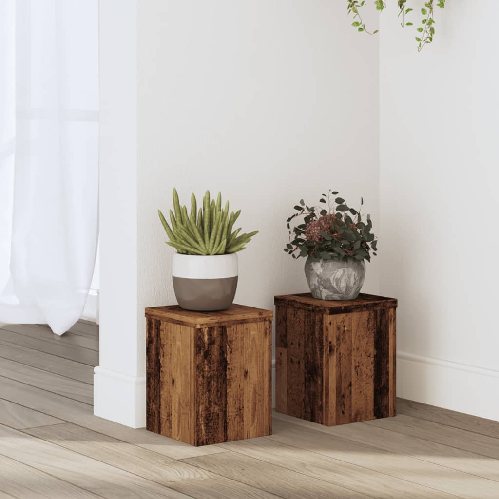 Normes de plante Vidaxl 2 ST 15x15x20 cm Bois transformé vieux bois coloré