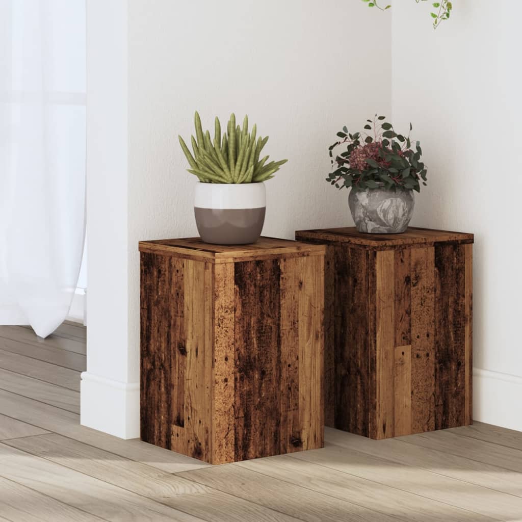 Normes de plante vidaxl 2 ST 20x20x30 cm Bois transformé vieux bois coloré