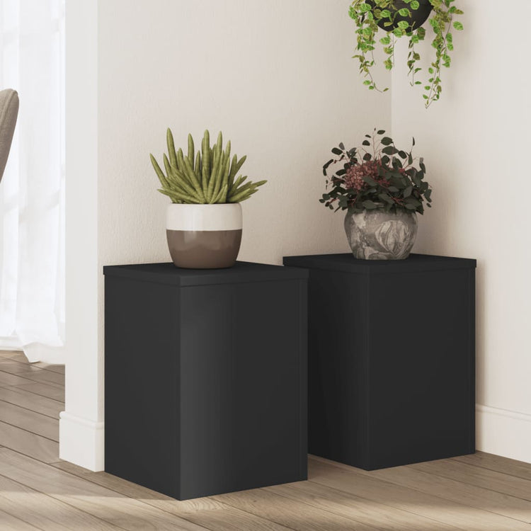 Normes de plante vidaxl 2 ST 25x25x35 cm Bois transformé noir