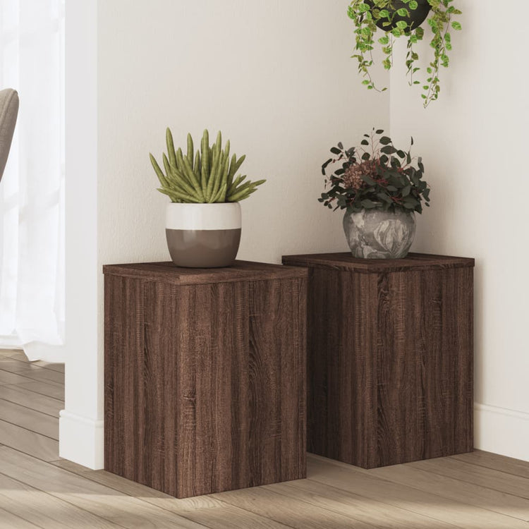 Normes de plante vidaxl 2 ST 25x25x35 cm chêne brun en bois transformé