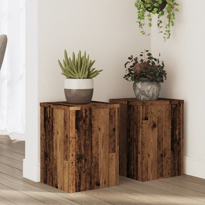 La plantation de Vidaxl supporte 2 ST 25x25x35 cm Bois transformé vieux bois coloré