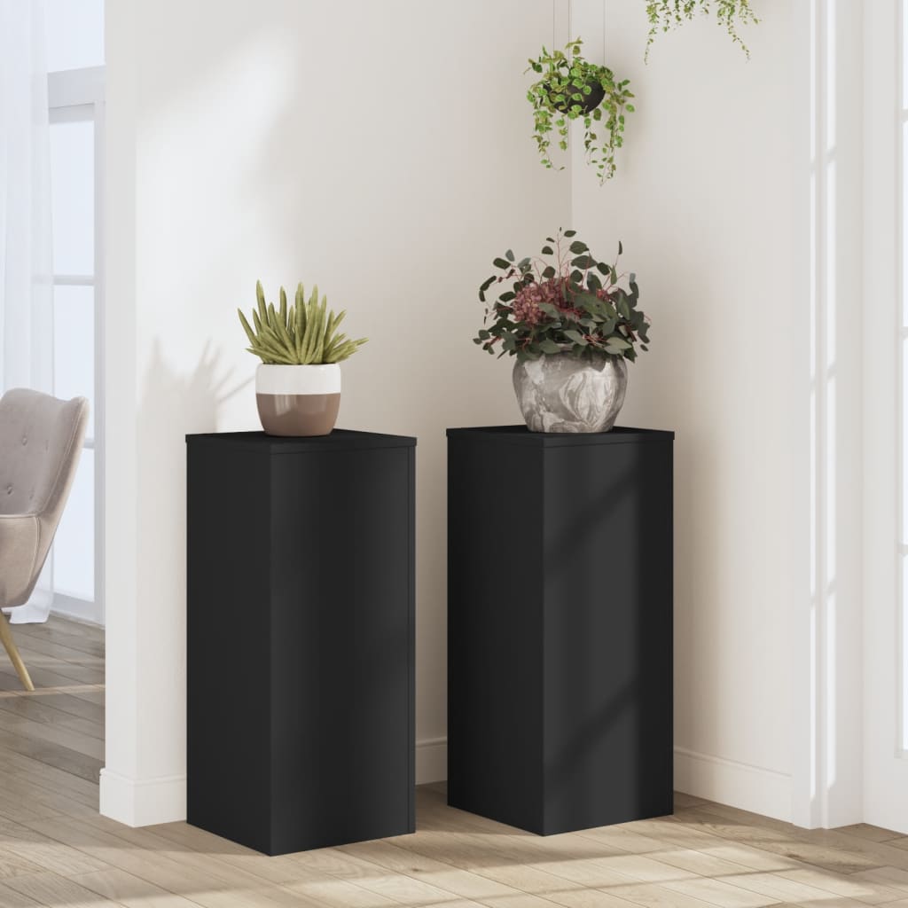 Normes de plante vidaxl 2 ST 30x30x70 cm Bois transformé en noir