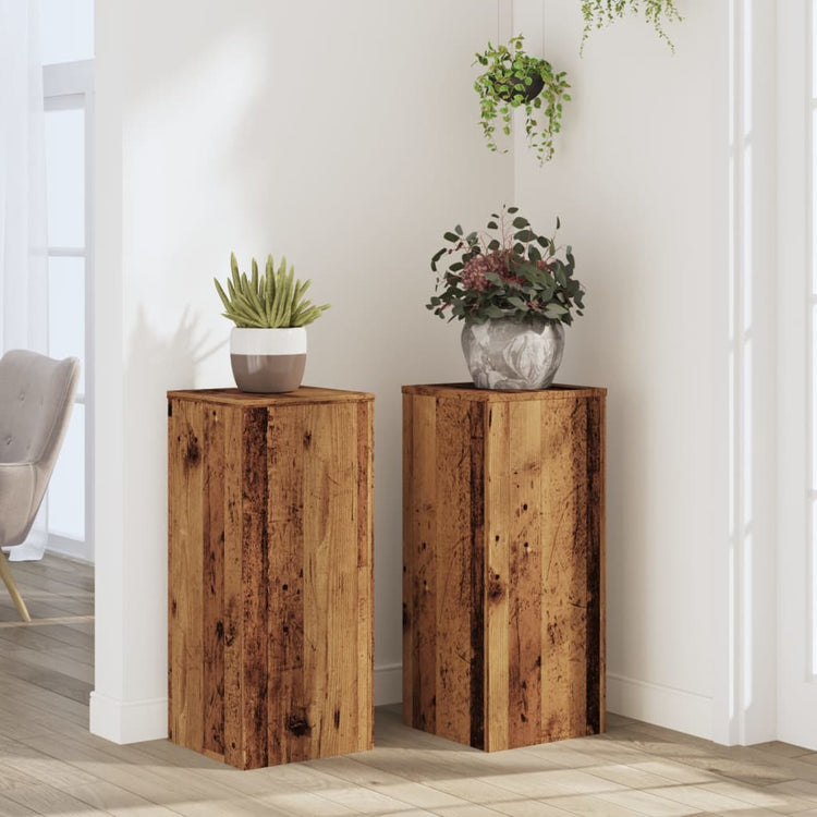 VidaXL support pour plantes 2 pcs 30x30x70 cm bois traité, couleur bois ancien