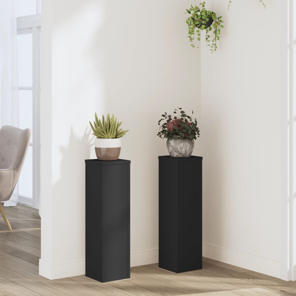VidaXL supports pour plantes 2 pcs 17x17x60 cm bois traité noir