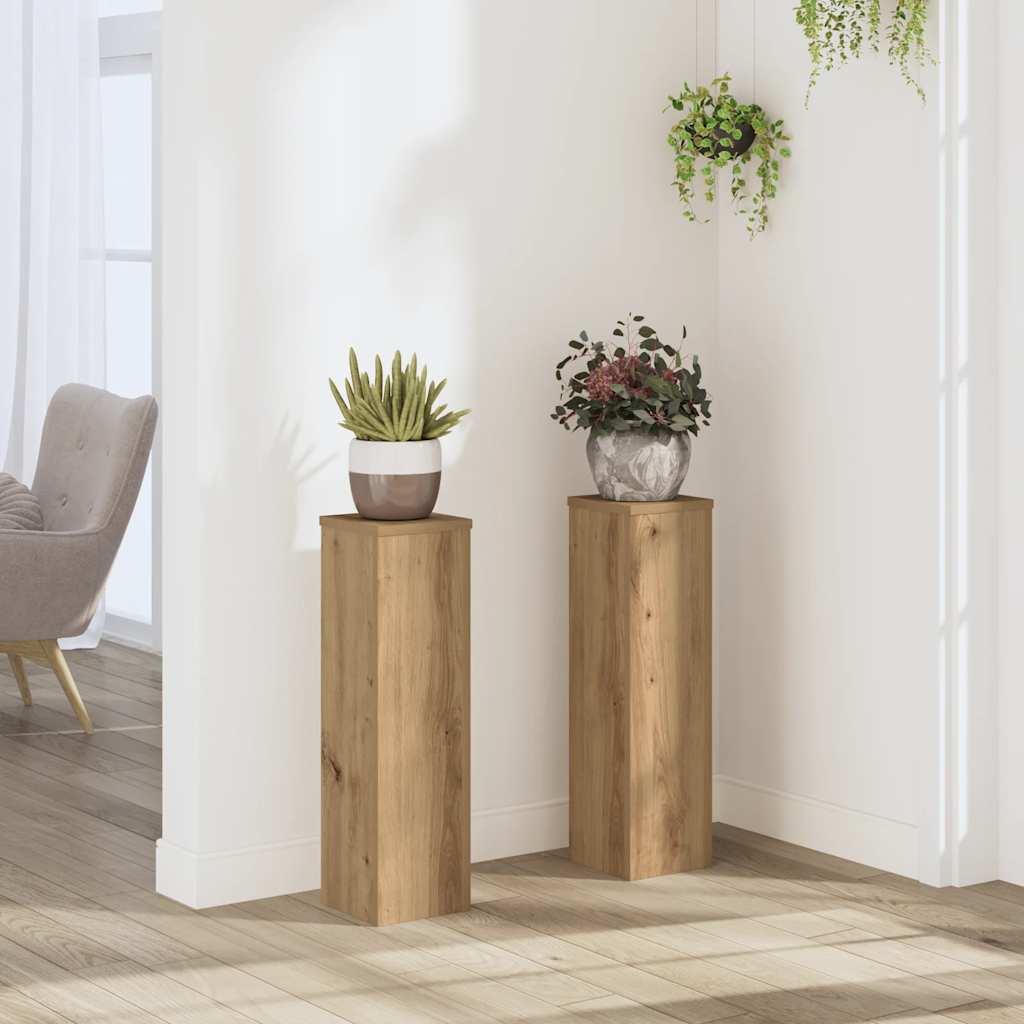Vidaxxl porte-plantes 2 pcs 17x17x60 cm bois chêne artisanal coloré