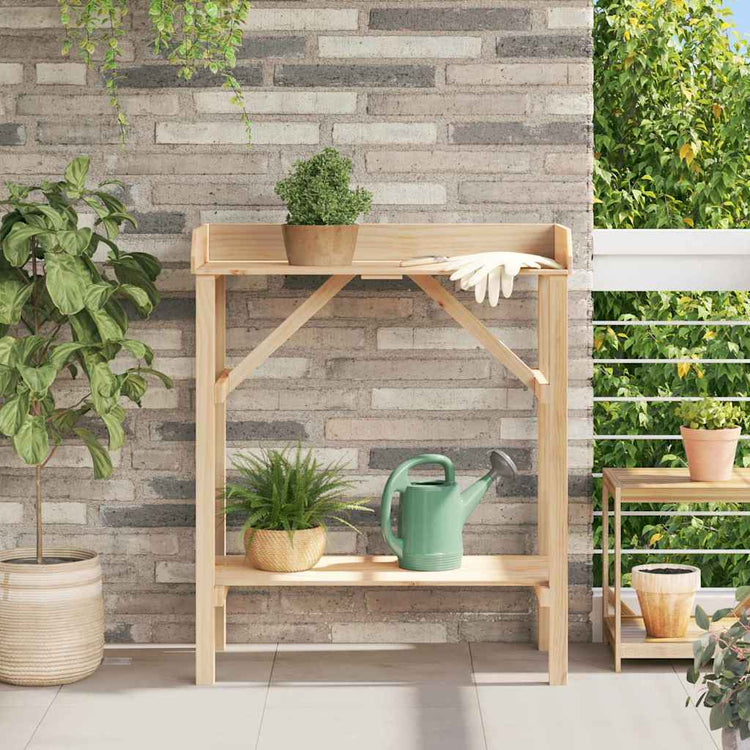 Vidaxx table de plantation avec étagère naturel 75 x 40 x 90 cm bois de pin robuste