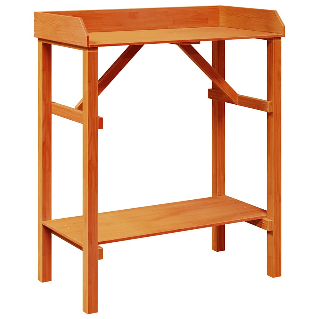 VidaXL table de plantation avec étagère marron 75 x 40 x 90 cm bois de pin massif