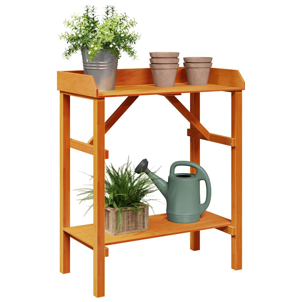 VidaXL table de plantation avec étagère marron 75 x 40 x 90 cm bois de pin massif