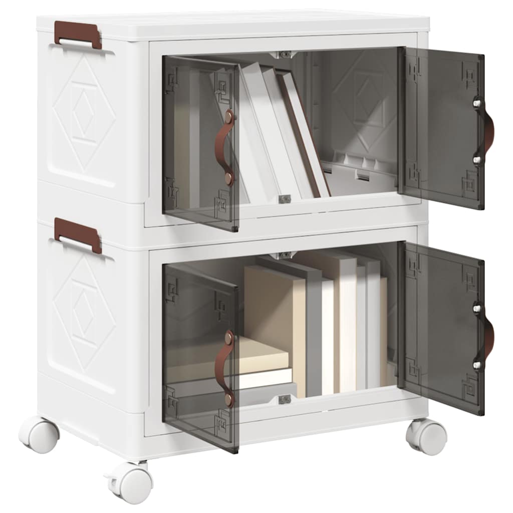 Boîte de rangement Vidaxl Empilable avec roues 2 couches 28 L 48.5x29.5x59.5 cm