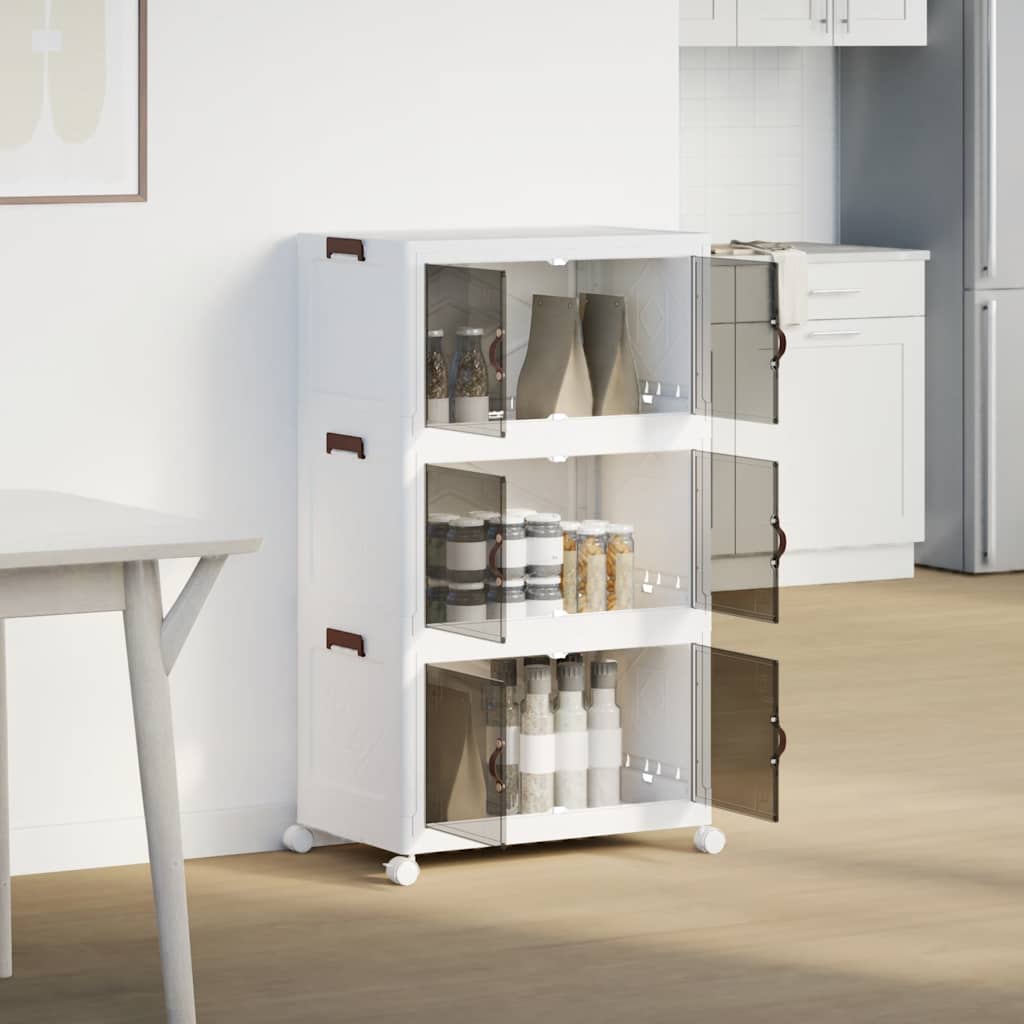 Boîte de rangement Vidaxl Empilable avec roues 3 couches 75 L 64x39.5x110.5 cm