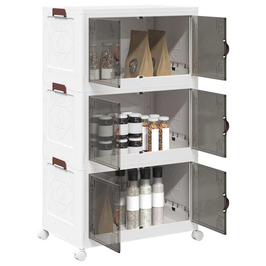 Boîte de rangement Vidaxl Empilable avec roues 3 couches 75 L 64x39.5x110.5 cm