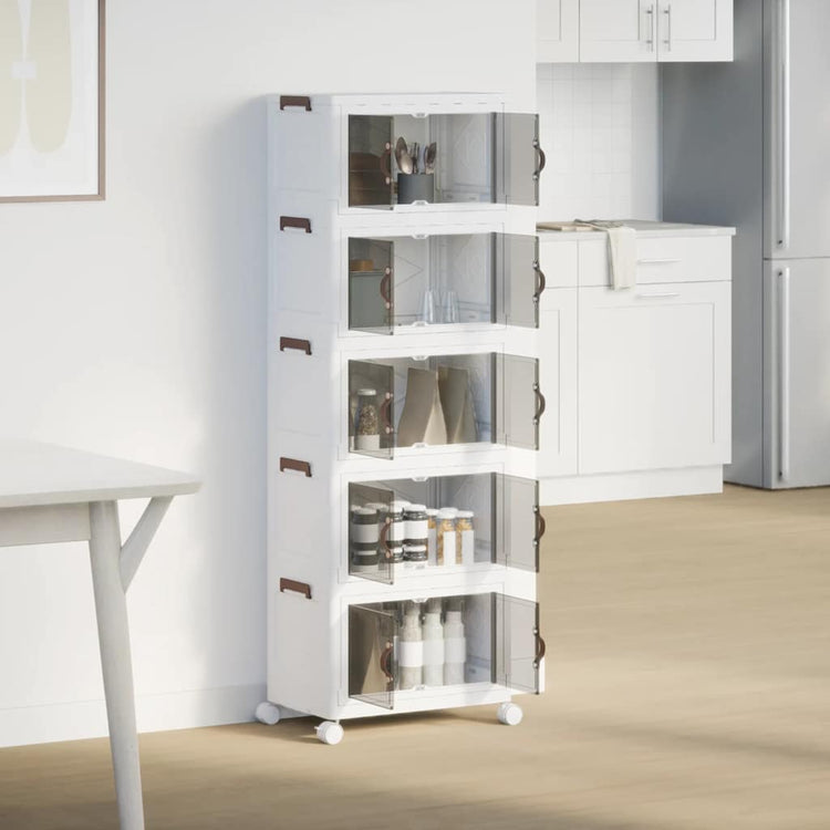 Boîte de rangement Vidaxl Empilable avec roues 5 couches 28 L 48.5x29.5x139 cm