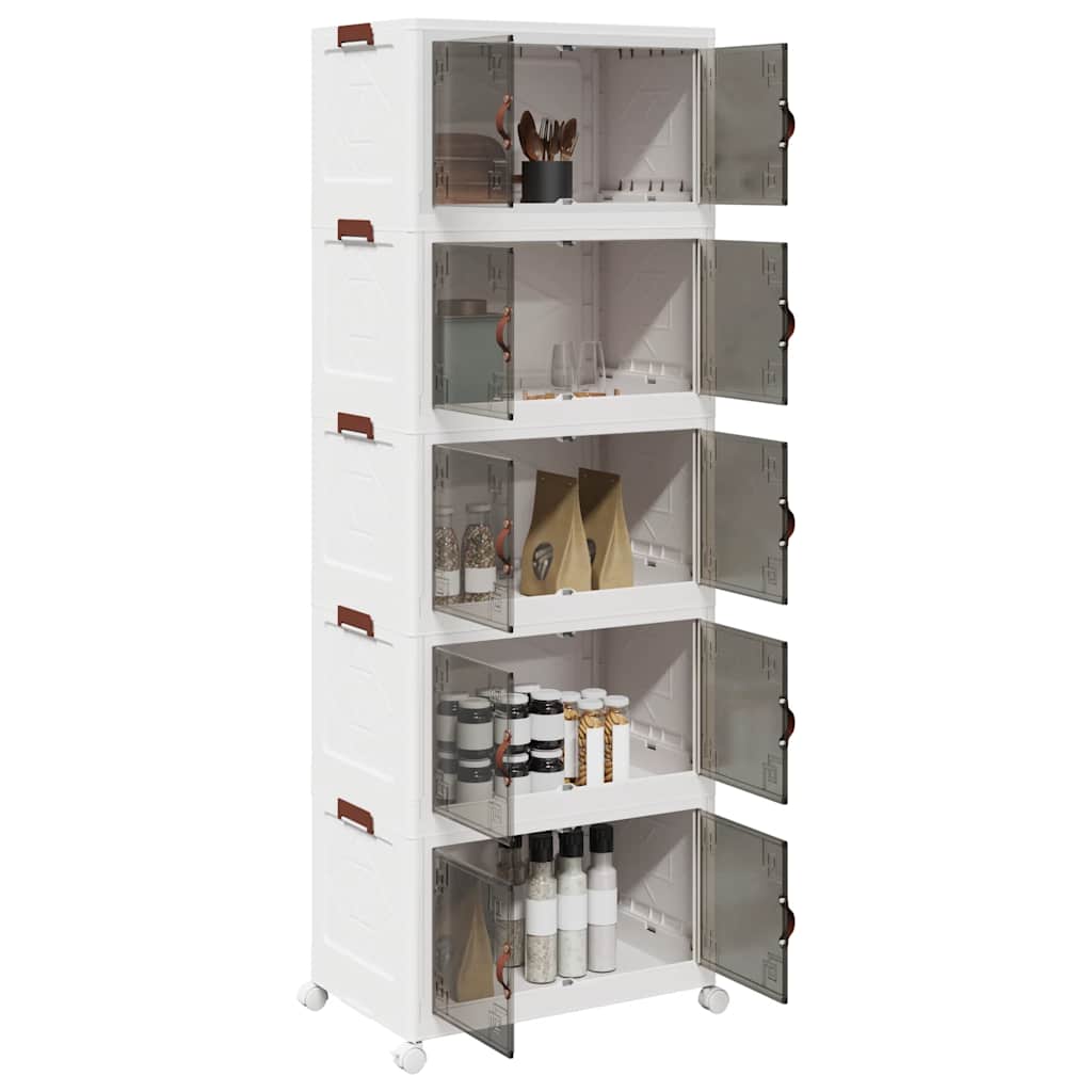 Boîte de rangement Vidaxl Empilable avec roues 5 couches 75 L 64x40x179 cm