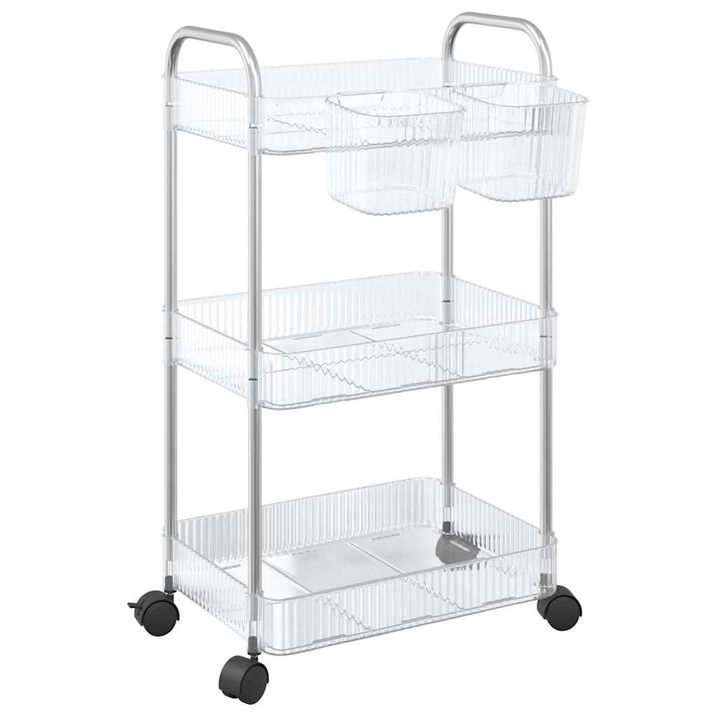 Vidaxl Storage Trolley 3 couches 37x28x68 cm acrylique transparent